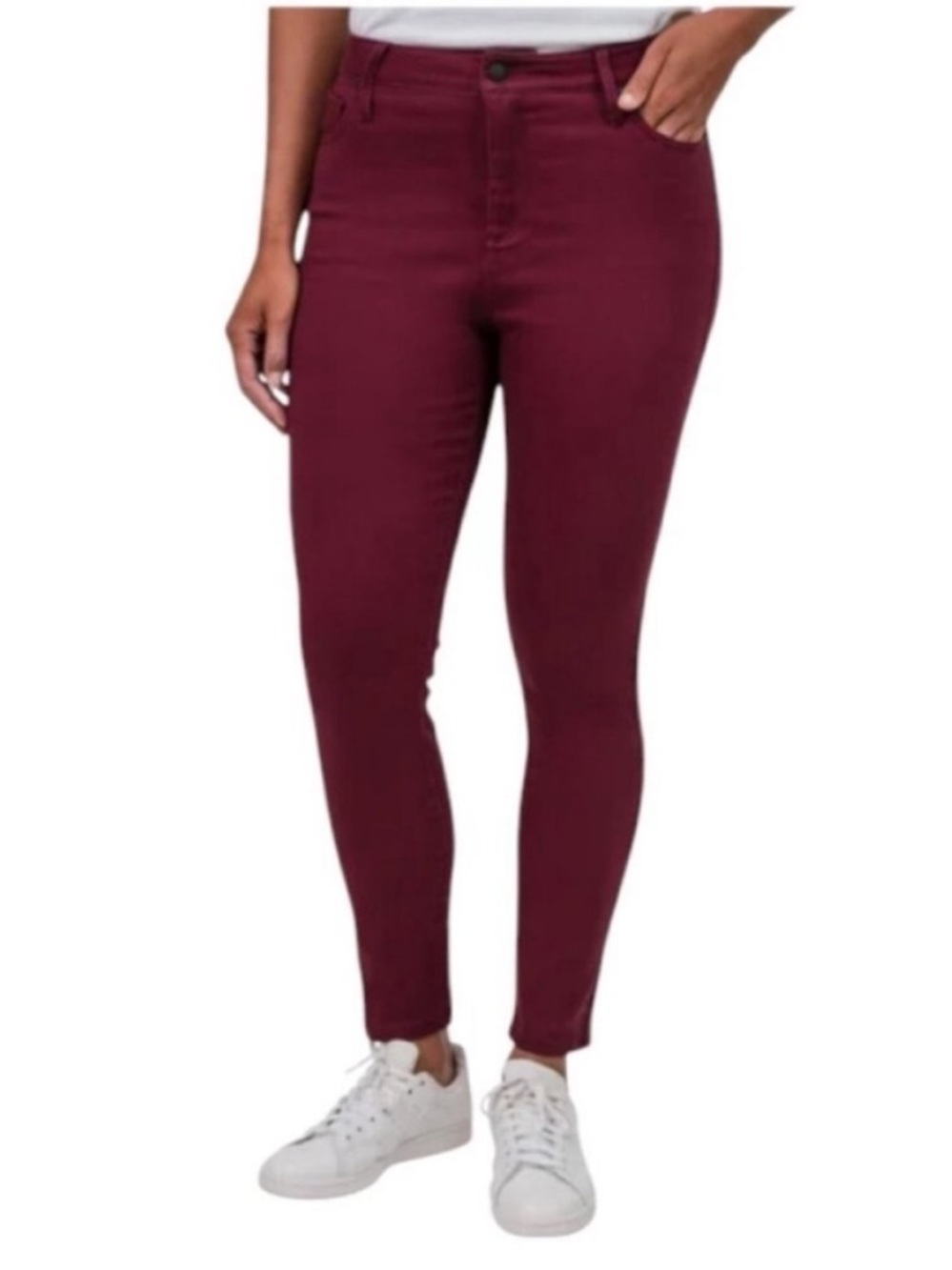 NWT United Colors of Benetton High Rise Pants Burgundy Red Size 12